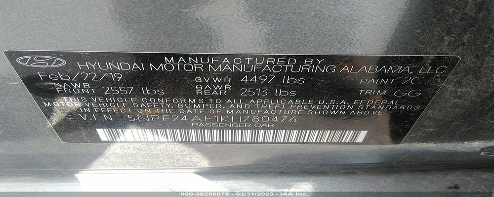 5NPE24AF1KH780476 2019 HYUNDAI SONATA photo no. 9
