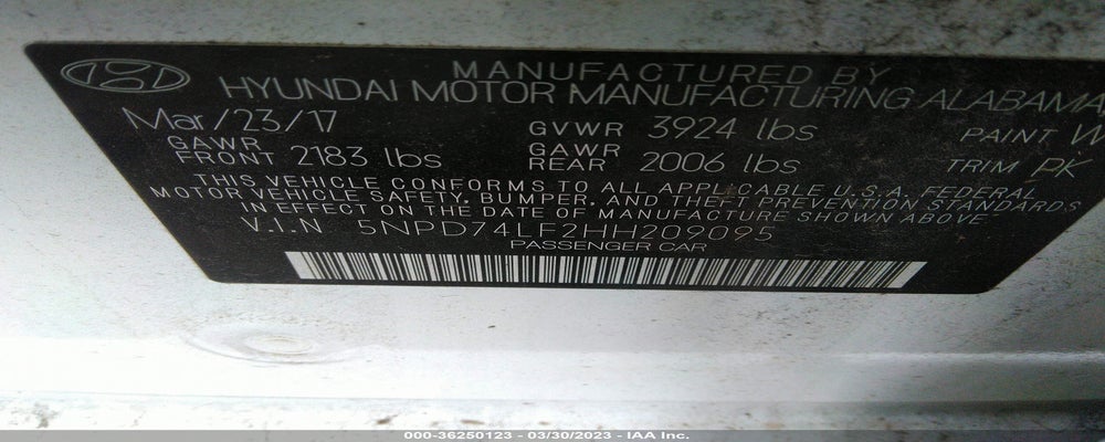 5NPD74LF2HH209095 2017 HYUNDAI ELANTRA photo no. 9
