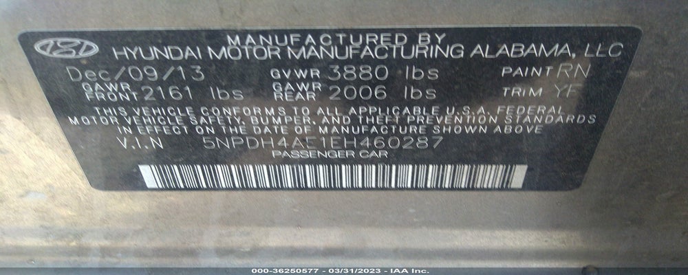 5NPDH4AE1EH460287 2014 HYUNDAI ELANTRA photo no. 9