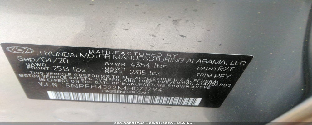 5NPEH4J22MH071294 2021 HYUNDAI SONATA photo no. 9