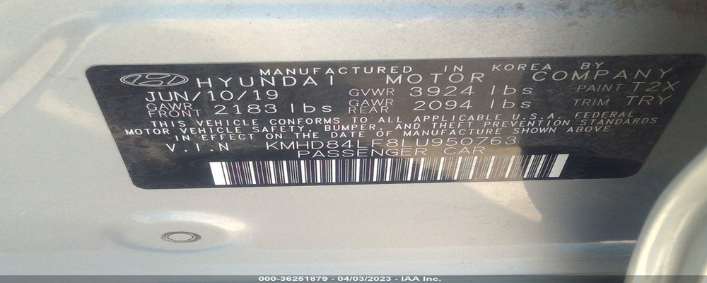 KMHD84LF8LU950763 2020 HYUNDAI ELANTRA photo no. 9