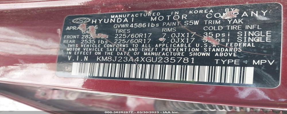KM8J23A4XGU235781 2016 HYUNDAI TUCSON photo no. 9
