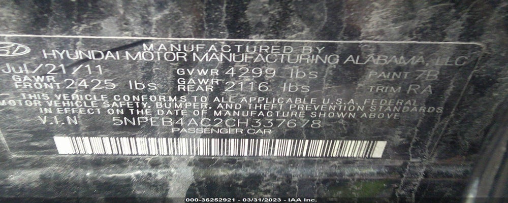 5NPEB4AC2CH337678 2012 HYUNDAI SONATA photo no. 9