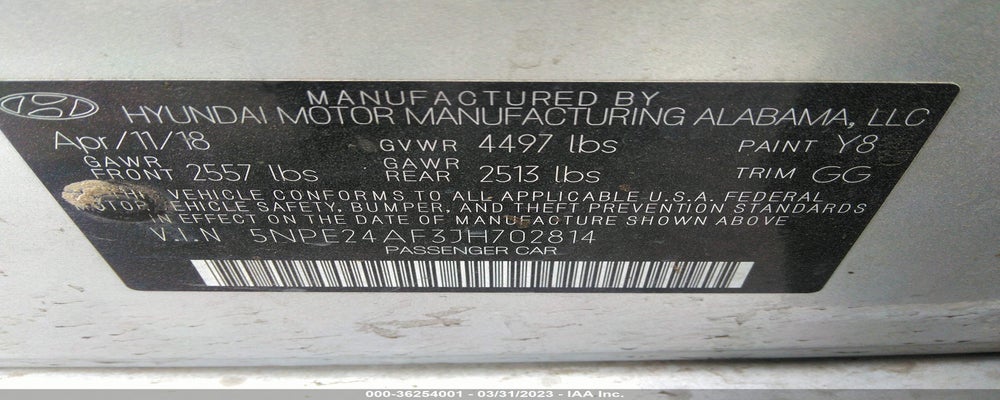 5NPE24AF3JH702814 2018 HYUNDAI SONATA photo no. 9