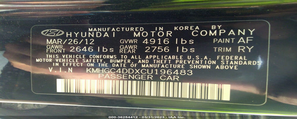 KMHGC4DDXCU196483 2012 HYUNDAI GENESIS photo no. 9