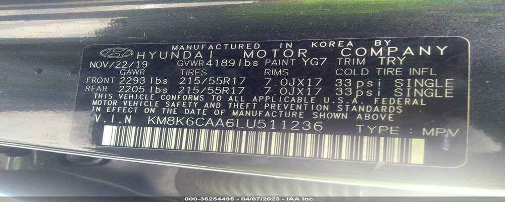KM8K6CAA6LU511236 2020 HYUNDAI KONA photo no. 9