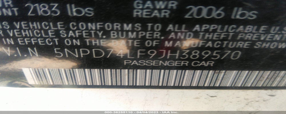 5NPD74LF9JH389570 2018 HYUNDAI ELANTRA photo no. 9