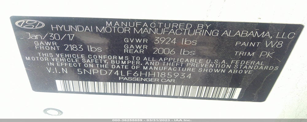 5NPD74LF6HH185934 2017 HYUNDAI ELANTRA photo no. 9