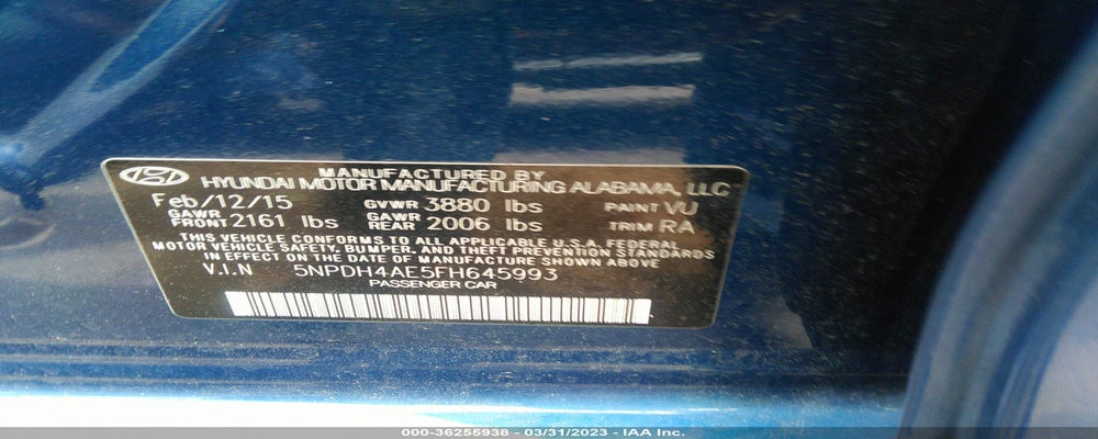 5NPDH4AE5FH645993 2015 HYUNDAI ELANTRA photo no. 9