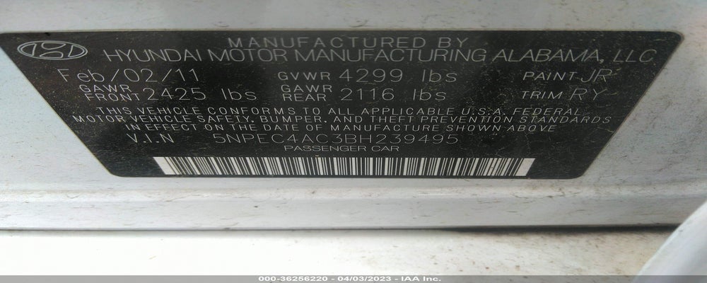 5NPEC4AC3BH239495 2011 HYUNDAI SONATA photo no. 9