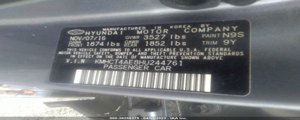 KMHCT4AE8HU244761 2017 HYUNDAI ACCENT photo no. 9