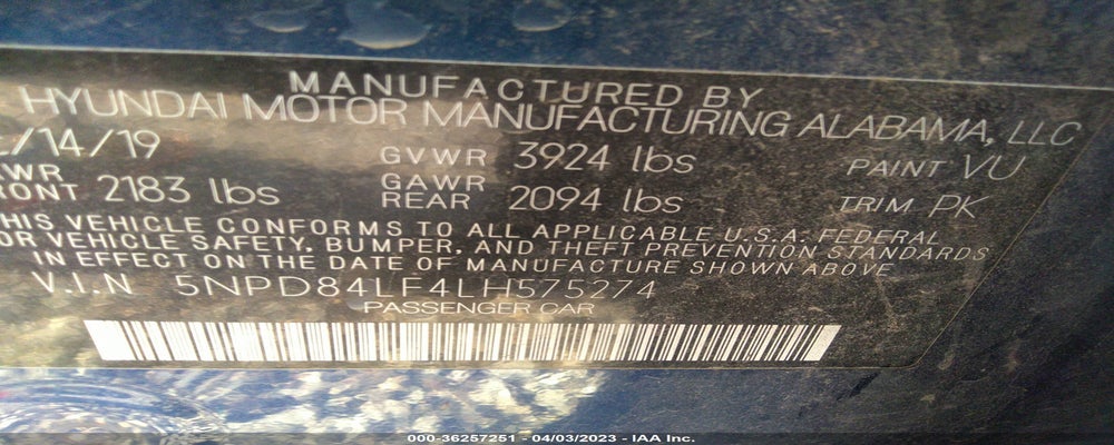 5NPD84LF4LH575274 2020 HYUNDAI ELANTRA photo no. 9