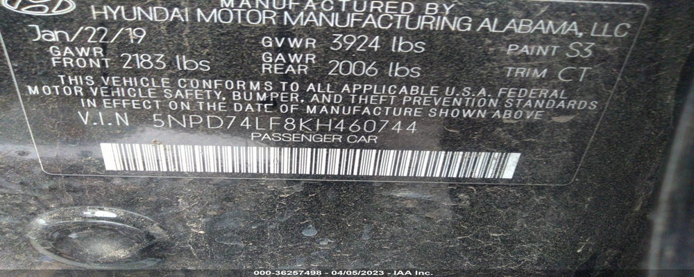 5NPD74LF8KH460744 2019 HYUNDAI ELANTRA photo no. 9