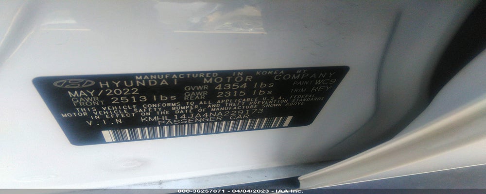 KMHL14JA4NA229173 2022 HYUNDAI SONATA photo no. 9