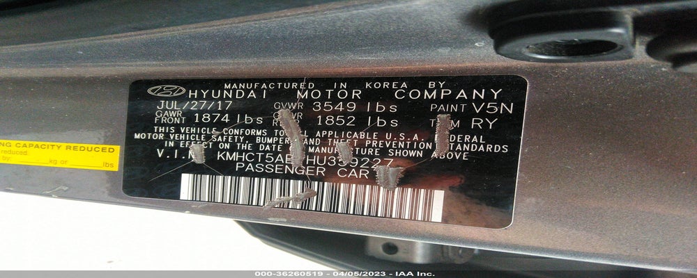 KMHCT5AE7HU359227 2017 HYUNDAI ACCENT photo no. 9