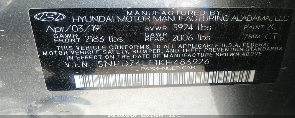 5NPD74LF1KH486926 2019 HYUNDAI ELANTRA photo no. 9