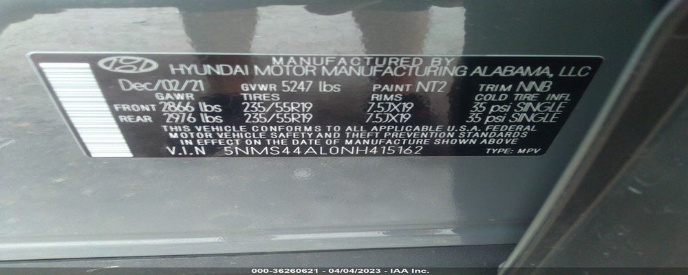 5NMS44AL0NH415162 2022 HYUNDAI SANTA FE photo no. 9