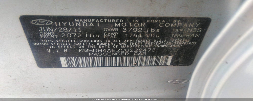 KMHDH4AE2CU228473 2012 HYUNDAI ELANTRA photo no. 9