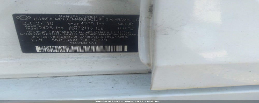 5NPEB4AC7BH192149 2011 HYUNDAI SONATA photo no. 9