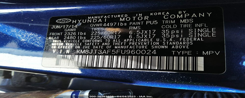 KM8JT3AF5FU960024 2015 HYUNDAI TUCSON photo no. 9
