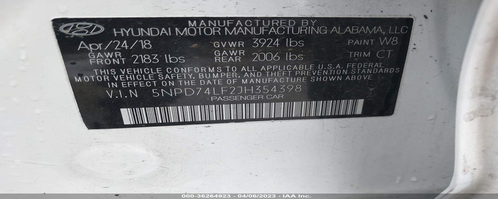 5NPD74LF2JH354398 2018 HYUNDAI ELANTRA photo no. 9