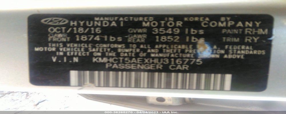 KMHCT5AEXHU316775 2017 HYUNDAI ACCENT photo no. 9