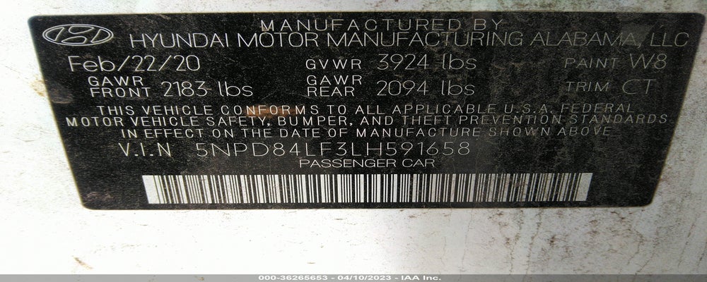 5NPD84LF3LH591658 2020 HYUNDAI ELANTRA photo no. 9