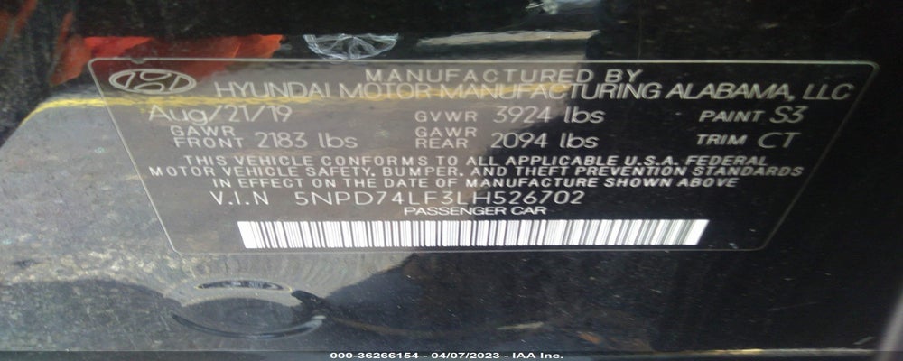5NPD74LF3LH526702 2020 HYUNDAI ELANTRA photo no. 9