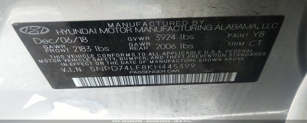 5NPD74LF8KH445399 2019 HYUNDAI ELANTRA photo no. 9