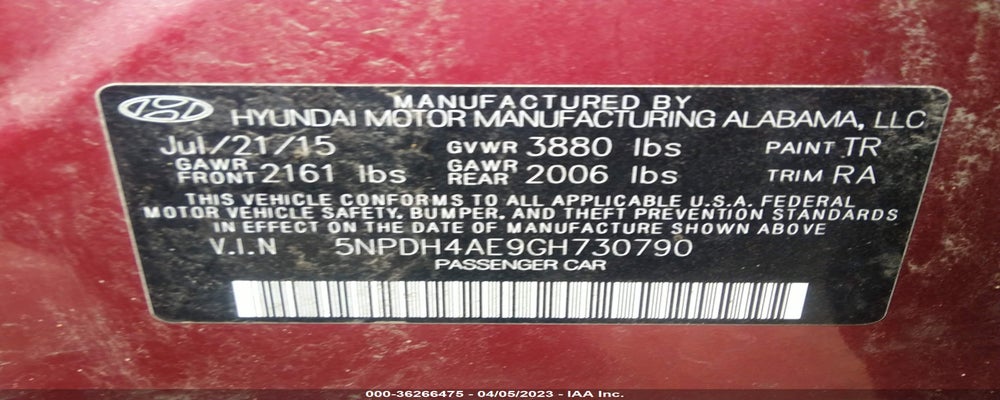 5NPDH4AE9GH730790 2016 HYUNDAI ELANTRA photo no. 9