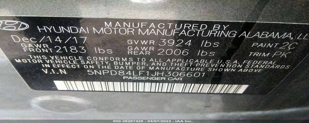 5NPD84LF1JH306601 2018 HYUNDAI ELANTRA photo no. 9