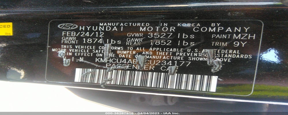 KMHCU4AE7CU234177 2012 HYUNDAI ACCENT photo no. 9