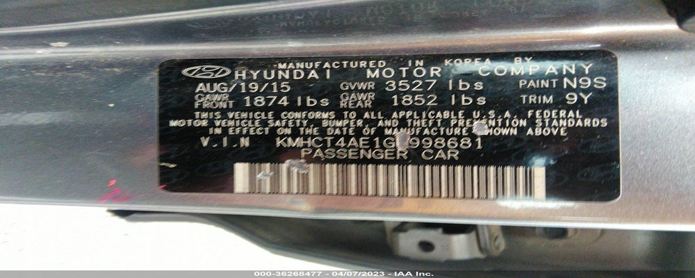 KMHCT4AE1GU998681 2016 HYUNDAI ACCENT photo no. 9