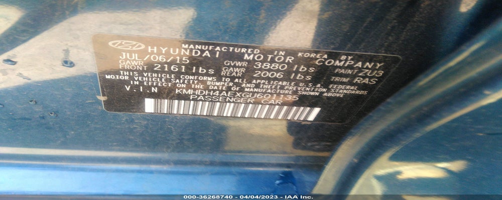 KMHDH4AEXGU601135 2016 HYUNDAI ELANTRA photo no. 9