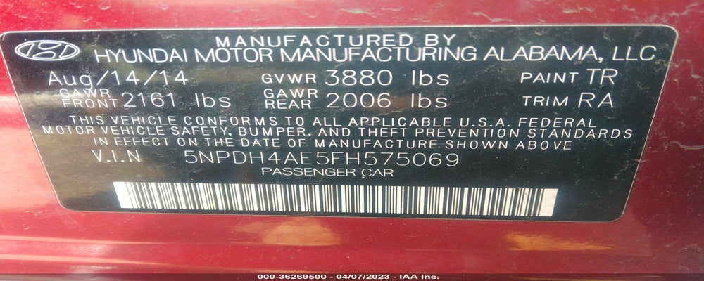 5NPDH4AE5FH575069 2015 HYUNDAI ELANTRA photo no. 9