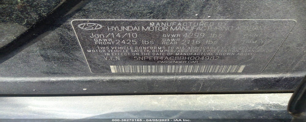 5NPEB4AC8BH004982 2011 HYUNDAI SONATA photo no. 9