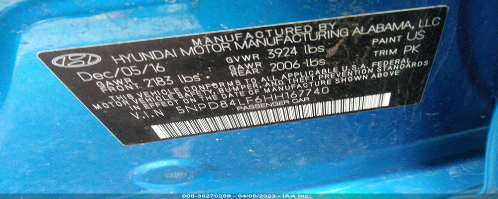 5NPD84LF6HH167740 2017 HYUNDAI ELANTRA photo no. 9