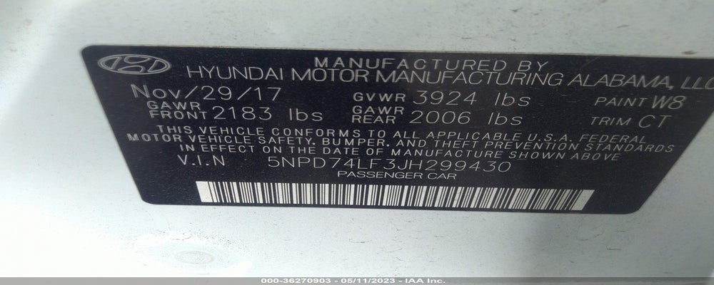 5NPD74LF3JH299430 2018 HYUNDAI ELANTRA photo no. 9