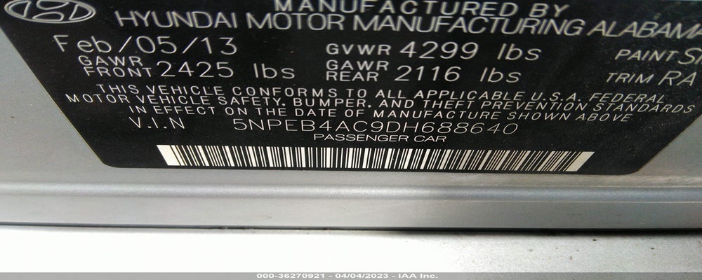 5NPEB4AC9DH688640 2013 HYUNDAI SONATA photo no. 9