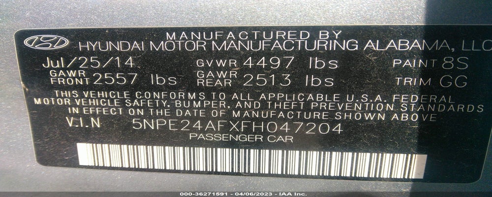 5NPE24AFXFH047204 2015 HYUNDAI SONATA photo no. 9