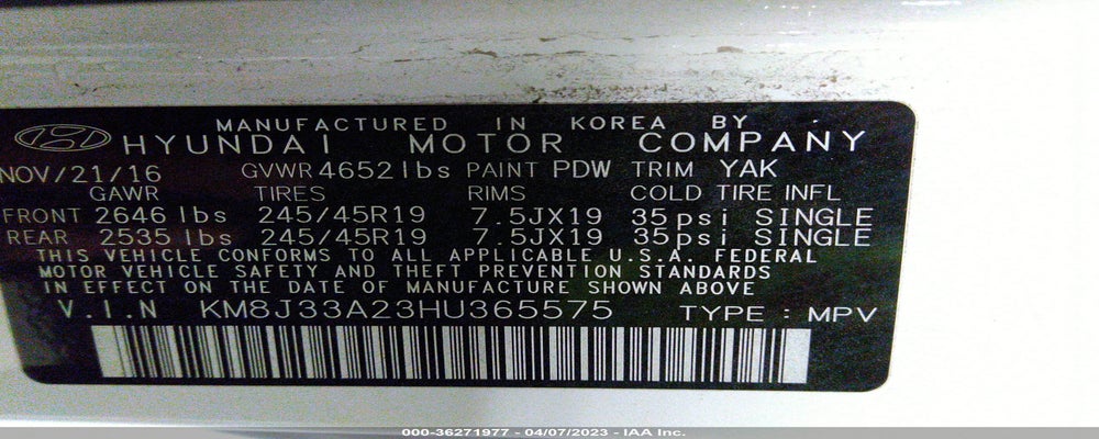KM8J33A23HU365575 2017 HYUNDAI TUCSON photo no. 9