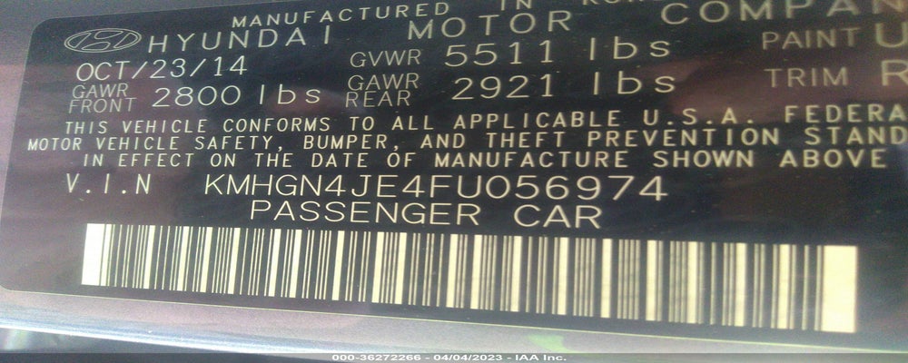 KMHGN4JE4FU056974 2015 HYUNDAI GENESIS photo no. 9
