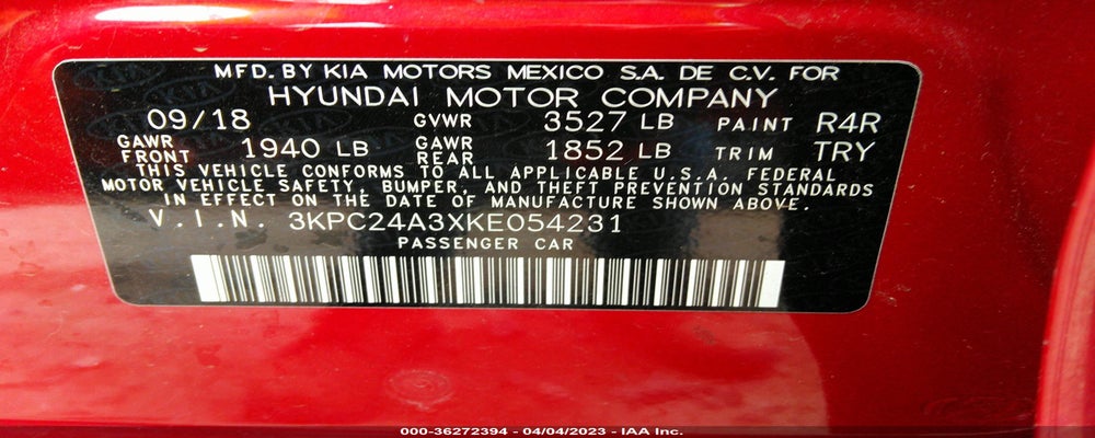 3KPC24A3XKE054231 2019 HYUNDAI ACCENT photo no. 9