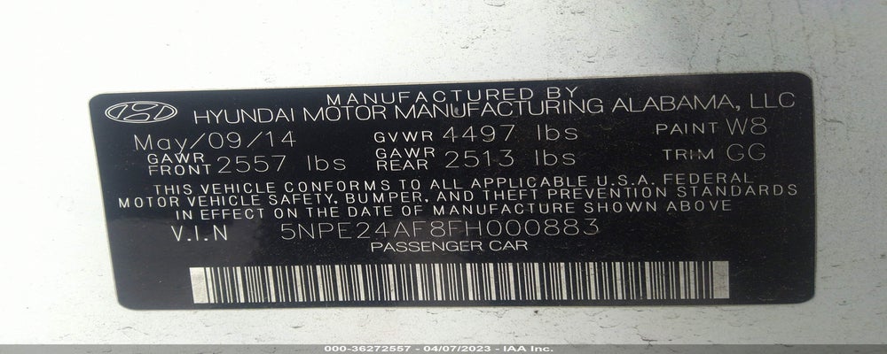 5NPE24AF8FH000883 2015 HYUNDAI SONATA photo no. 9