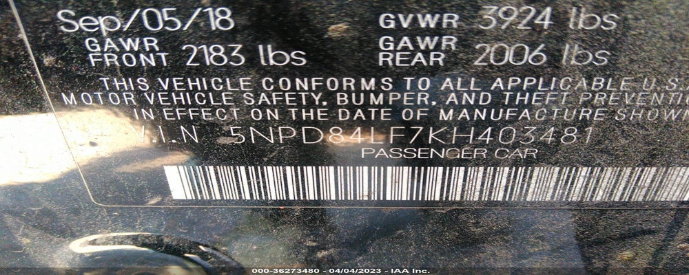 5NPD84LF7KH403481 2019 HYUNDAI ELANTRA photo no. 9