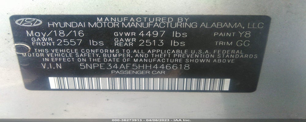 5NPE34AF5HH446618 2017 HYUNDAI SONATA photo no. 9