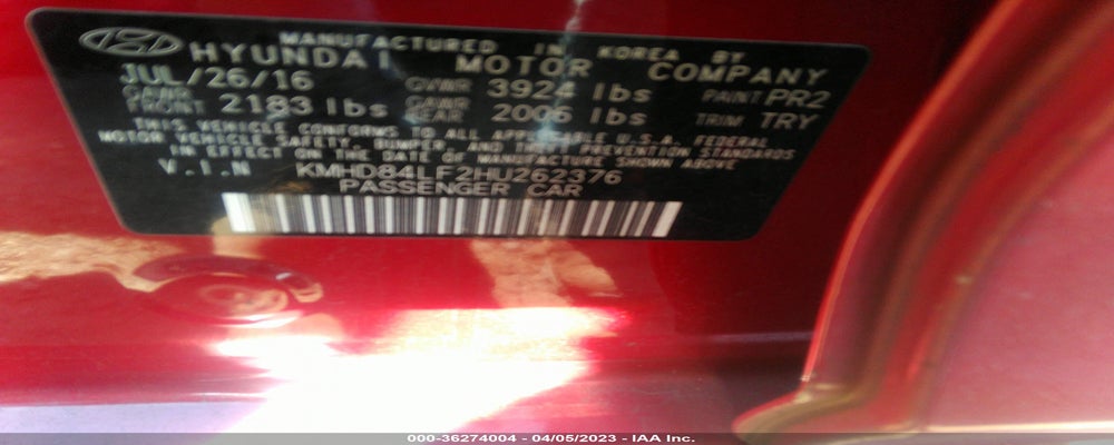 KMHD84LF2HU262376 2017 HYUNDAI ELANTRA photo no. 9
