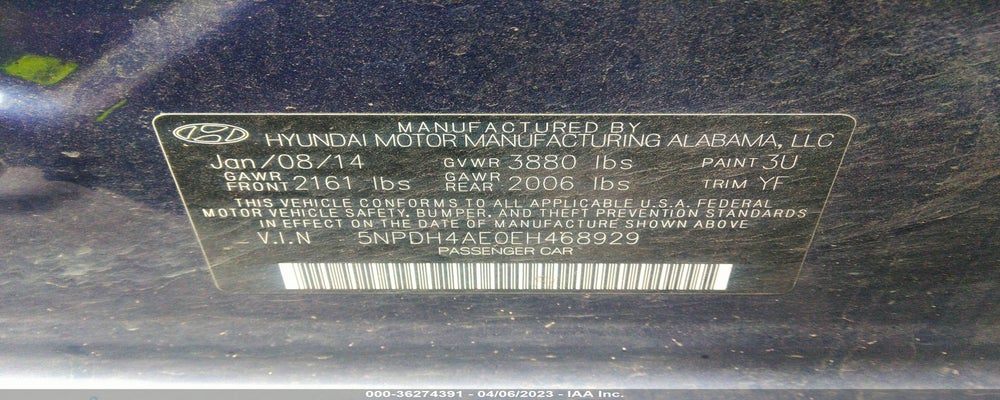 5NPDH4AE0EH468929 2014 HYUNDAI ELANTRA photo no. 9