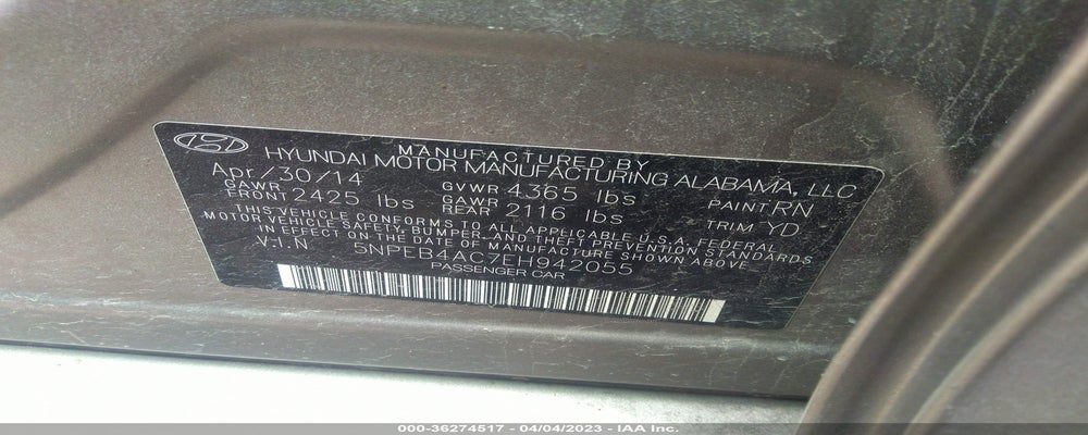 5NPEB4AC7EH942055 2014 HYUNDAI SONATA photo no. 9