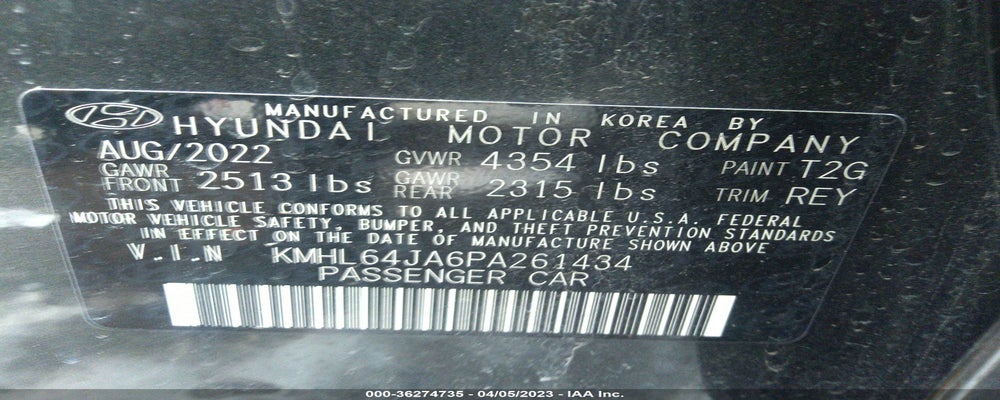 KMHL64JA6PA261434 2023 HYUNDAI SONATA photo no. 9